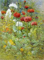 Flowers in a Garden by Joseph Eliot Enneking