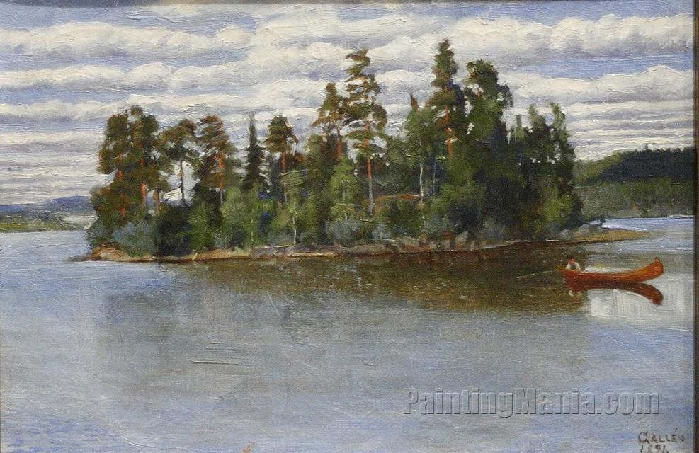 Landscape with Canoe on the River