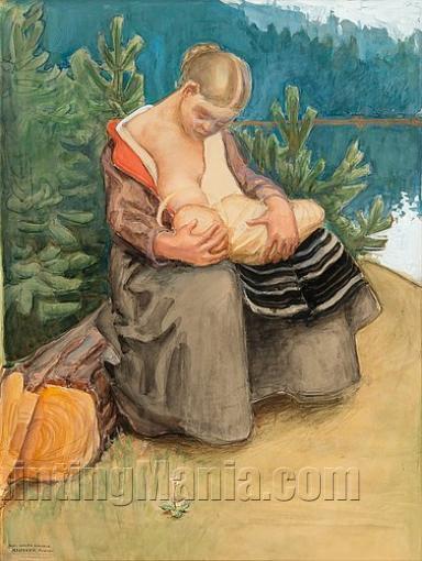 A Young Woman Feeding Her Child