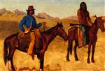 Trapper and Indian Guide on Horseback