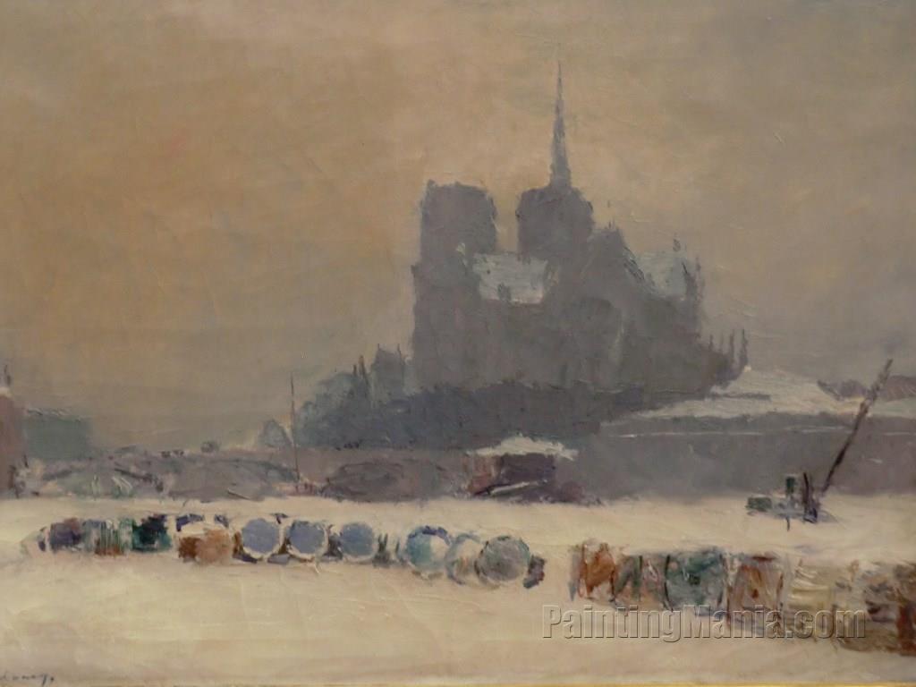 Notre Dame de Paris in the Snow