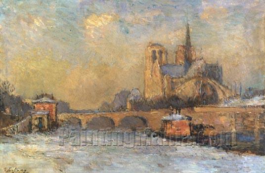 Notre-Dame and Seine, Winter