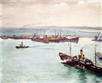 The Port of Algiers, Steamships in the Harbor