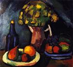 Still Life with Bouquet, Fruit Bowls and Bottle