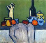 Still Life with Flask. Fruit and Figure
