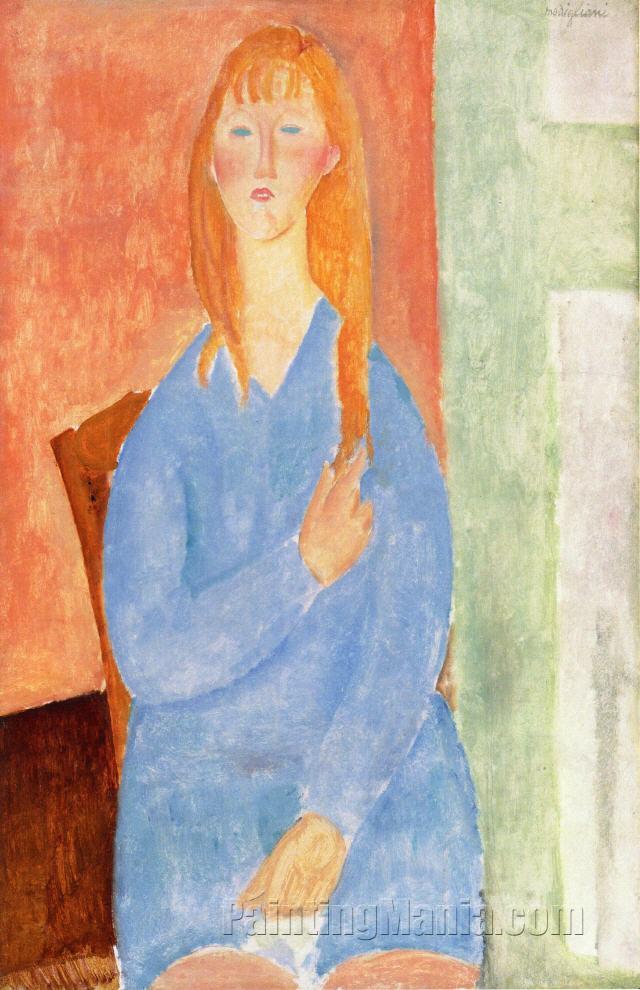 Seated Girl, Untied Hair (Girl in Blue)