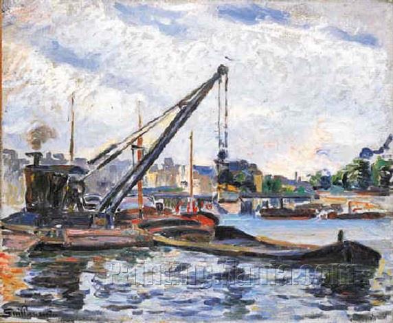 Banks of the Seine with Barges