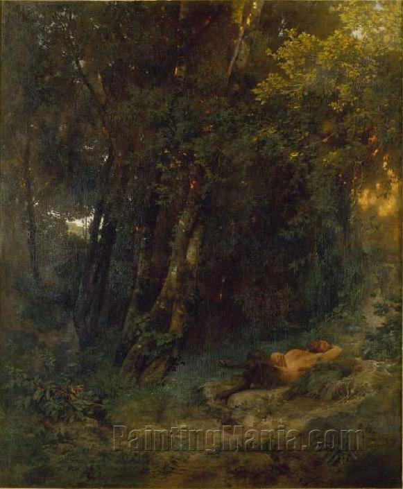 Forest Landscape with a Relaxing Pan