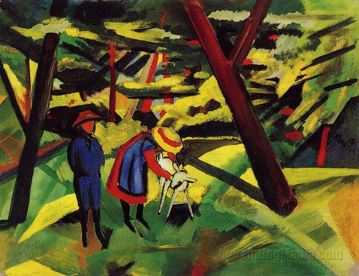 Children with Goat in the Woods