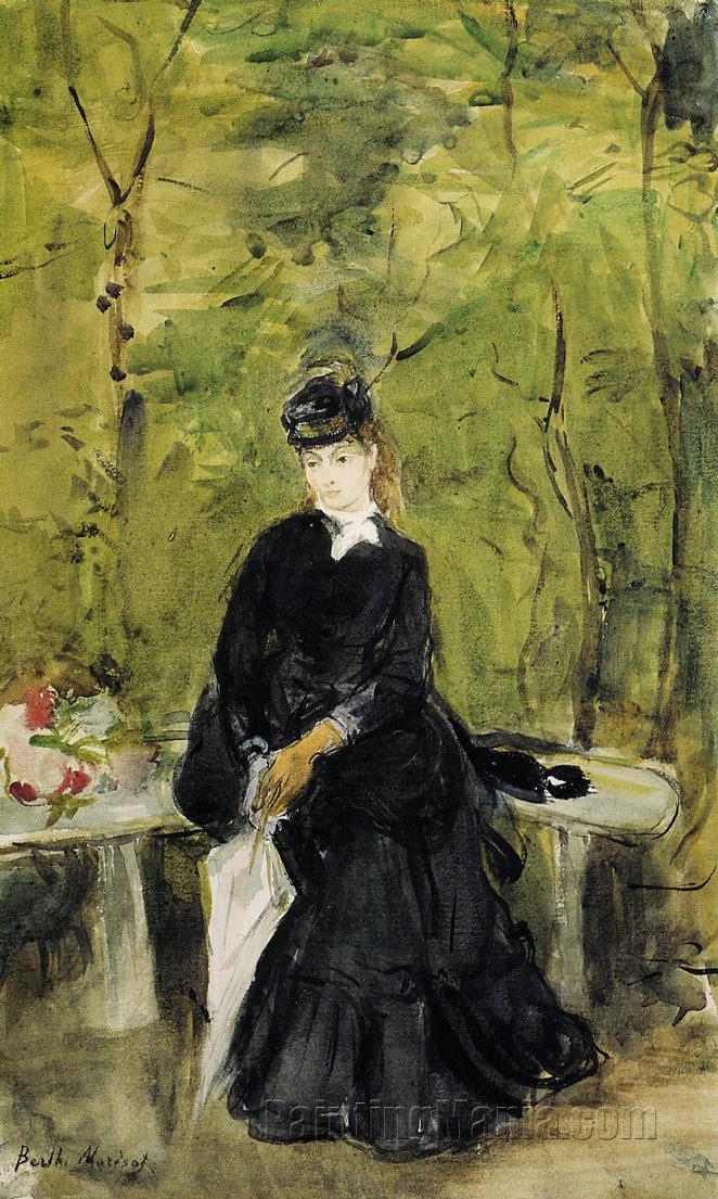The Artist's Sister Edma Seated in a Park (Young Lady Seated on a Bench)