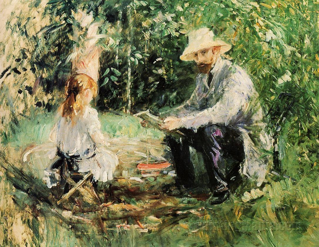 Eugene Manet and His Daughter in the Garden