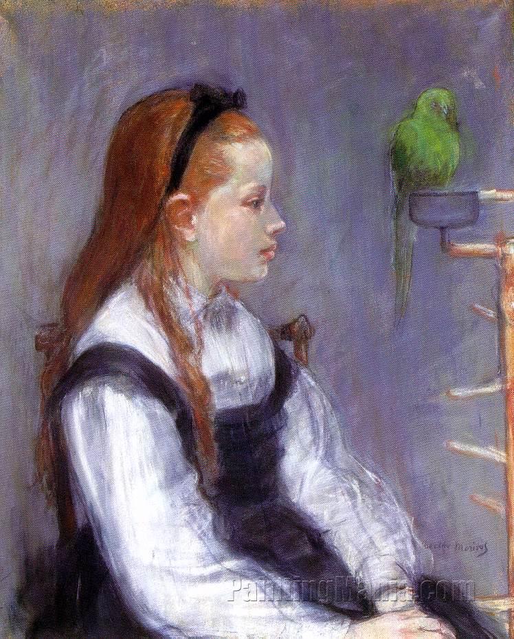Portrait de Mademoiselle M.T. (Young Girl with a Parrot)