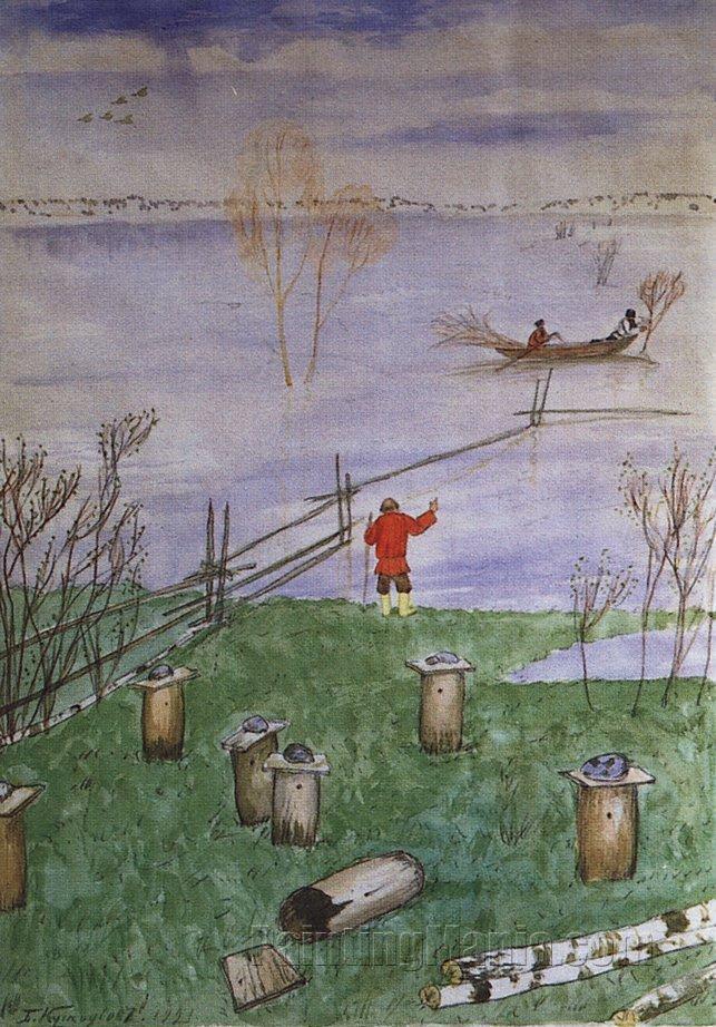Illustration for Nikolay Nekrasov Poem "Bees"