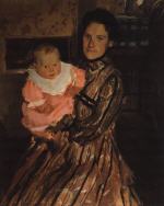 Portrait of Y.E. Kustodieva with Son