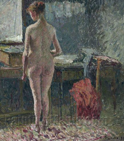 Femme nue de dos dans un interieur
