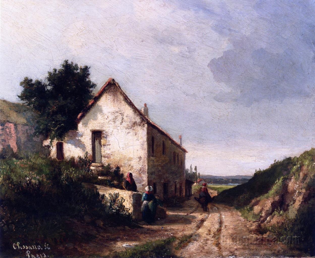 House by a Country Road with Figures
