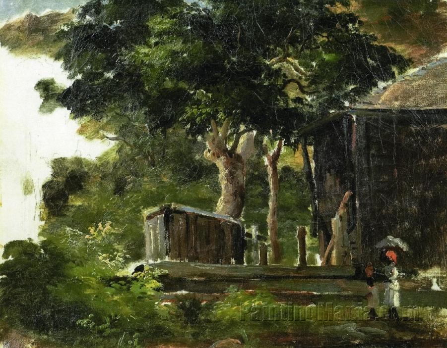 Landscape with House in the Woods in Saint Thomas, Antilles (Village Scene)