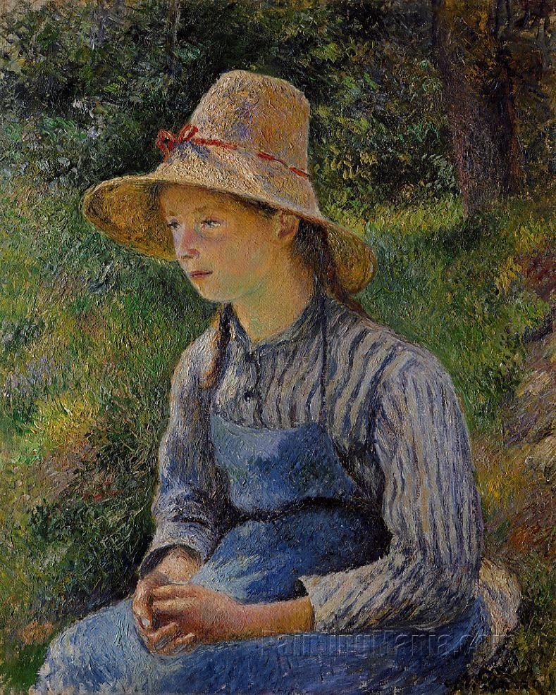 Young Peasant Girl Wearing a Hat