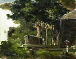 Landscape with House in the Woods in Saint Thomas. Antilles (Village Scene)