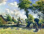 Landscape at Melleray. Woman Carrying Water to Horses