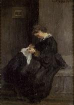 Mme Pissarro Sewing