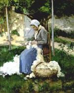 Peasant Woman Combing Wool