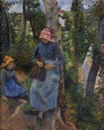 Two Young Peasants Chatting under the Trees