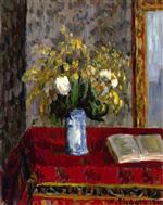 Vase of Flowers. Tulips and Garnets