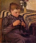Young Girl Mending Her Stockings