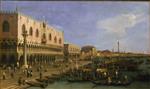 Il Molo verso la Riva degli Schiavoni con la colonna di San Marco