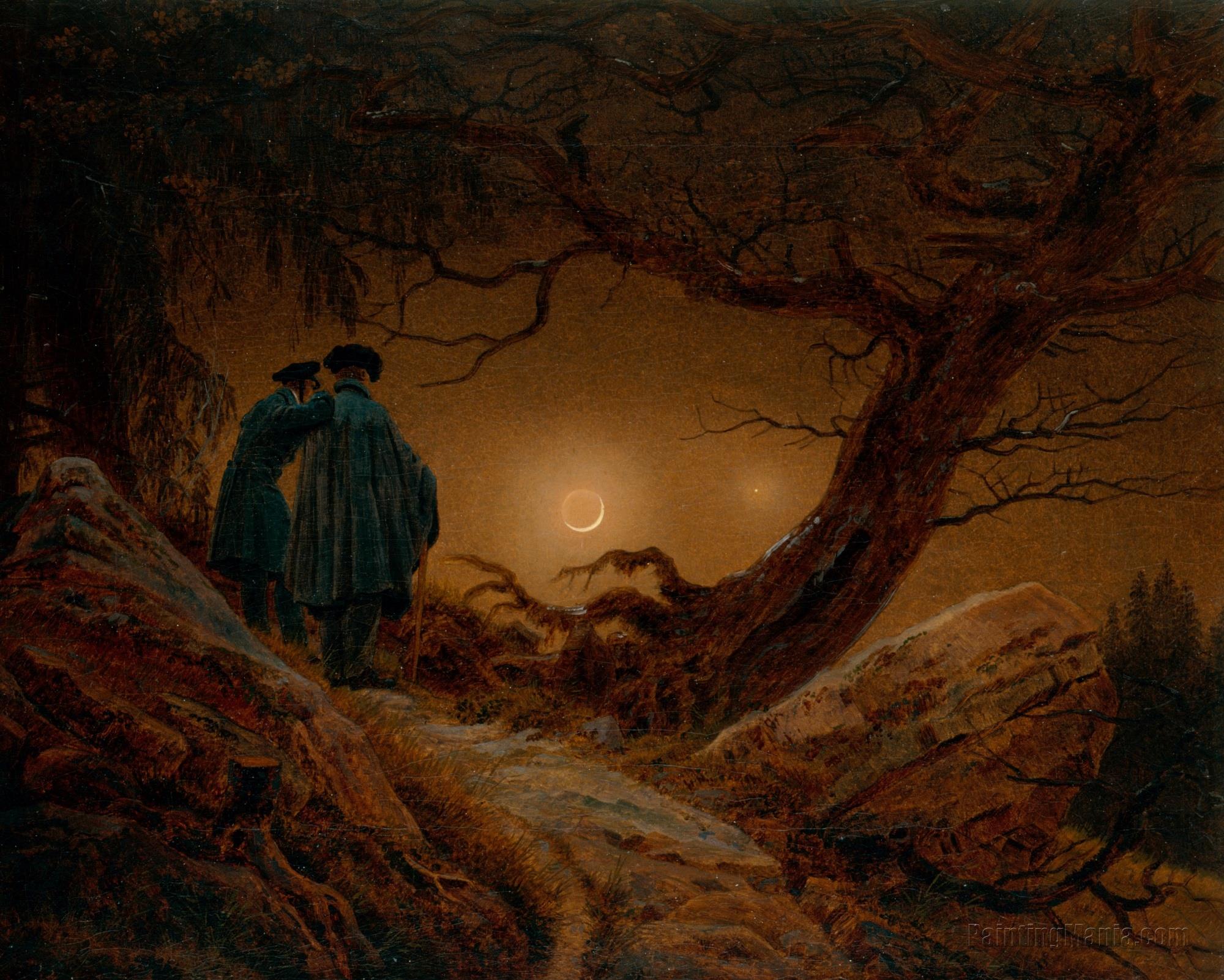 Two Men Contemplating the Moon 1819-1820