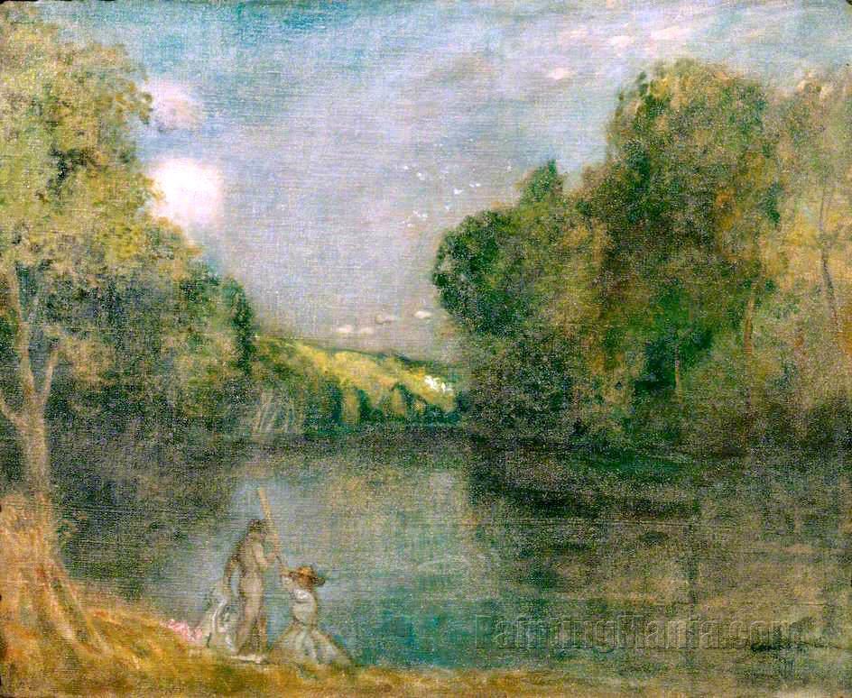 Figures by a Lake