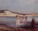 Two Young Women Paddling