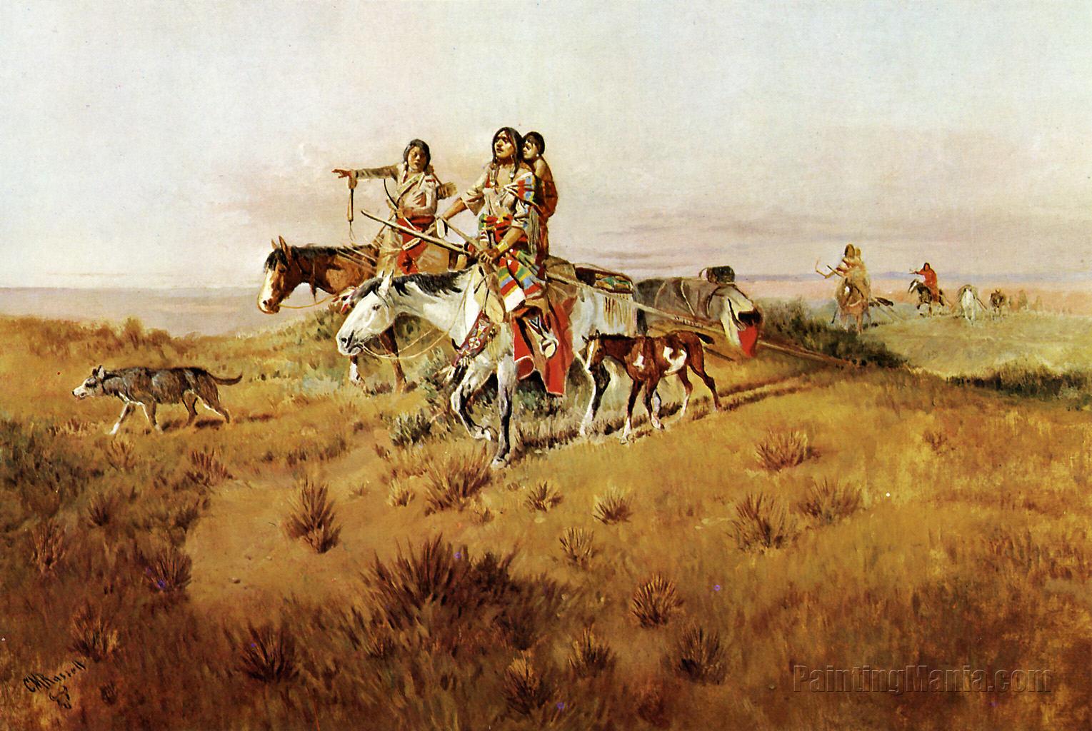 Flere Skynd dig polet Following the Buffalo Run - Charles Marion Russell Paintings