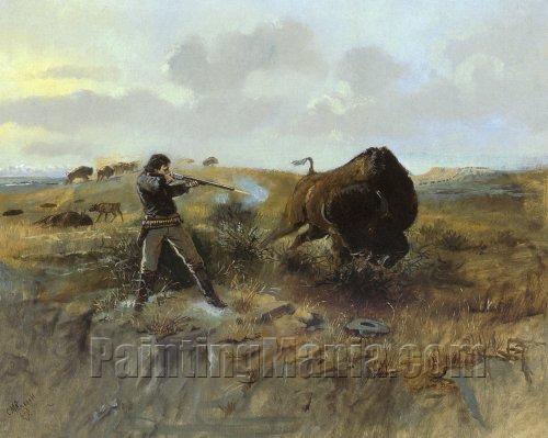Shooting the Buffalo - Russell Paintings