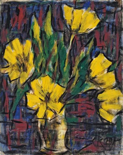 Gelbe Tulpen in Heller Vase