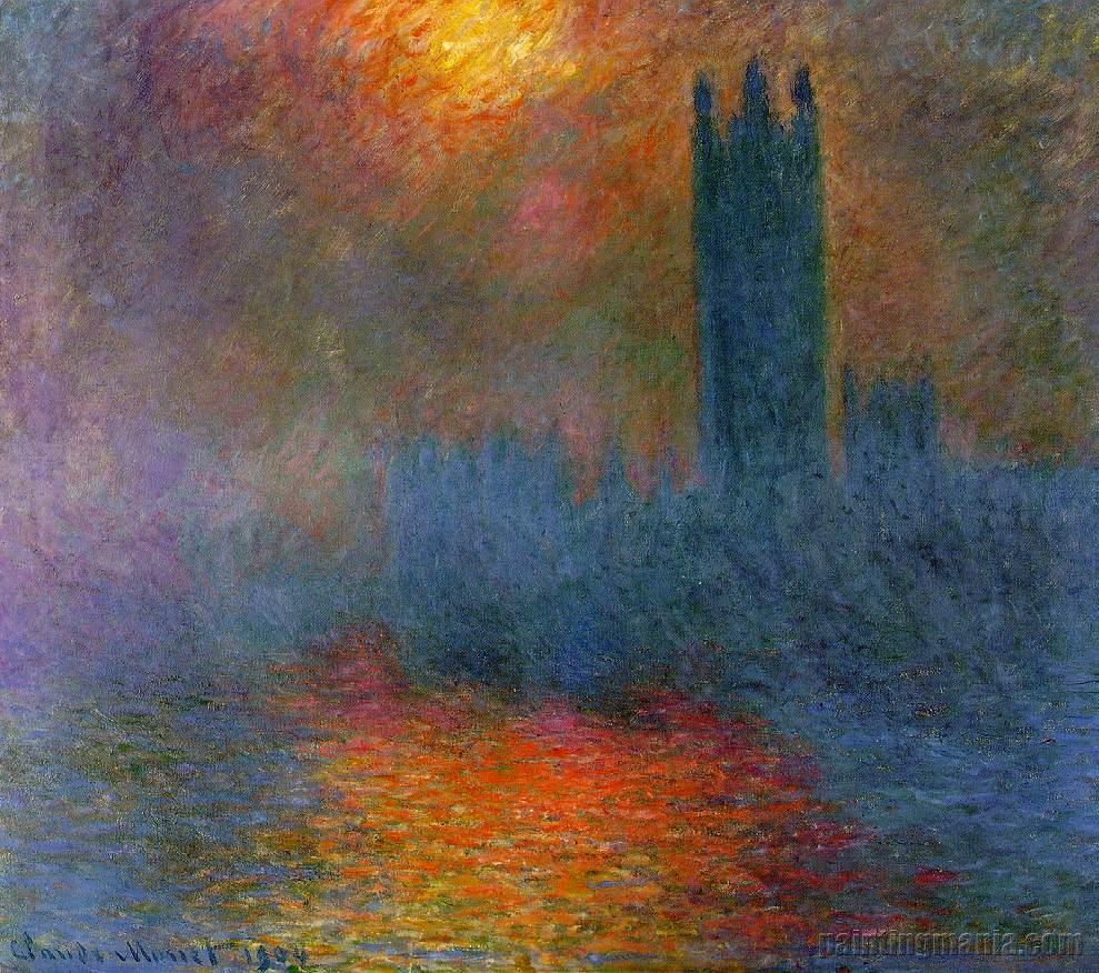 Houses of Parliament, London, Sun Breaking Through the Fog