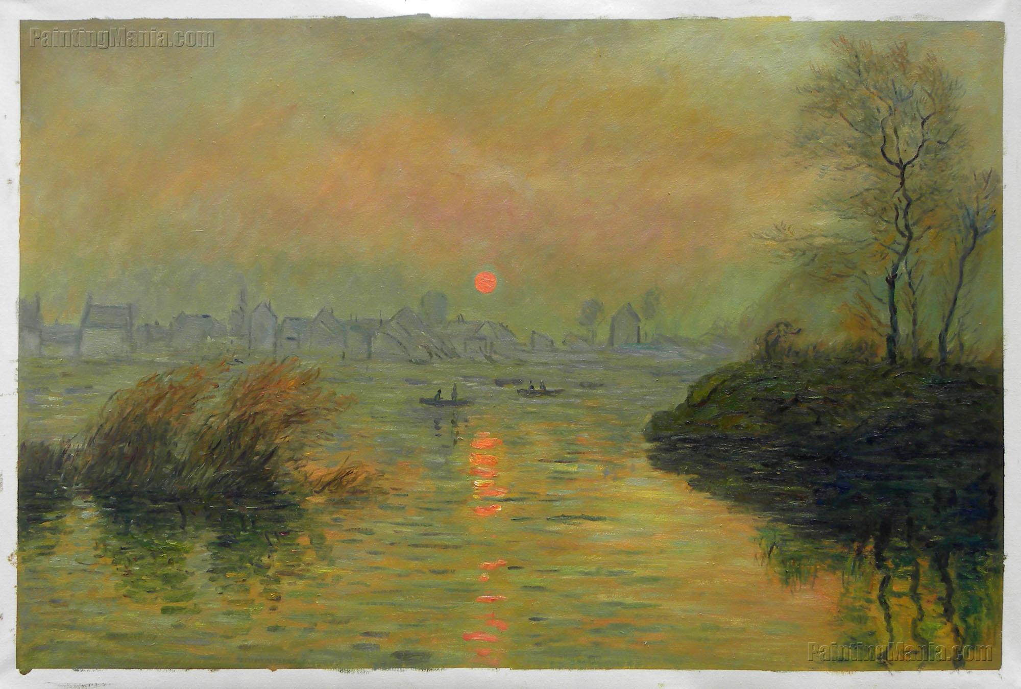 Sun Setting Over the Seine at Lavacourt, Winter Effect