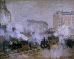 Exterior of the Saint-Lazare Station. Arrival of a Train