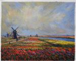 Field of Flowers and Windmills near Leiden
