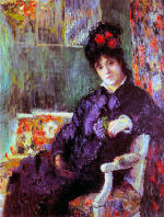 Portrait de Camille au bouquet de violettes