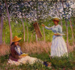 Suzanne Reading and Blanche Painting at Giverny