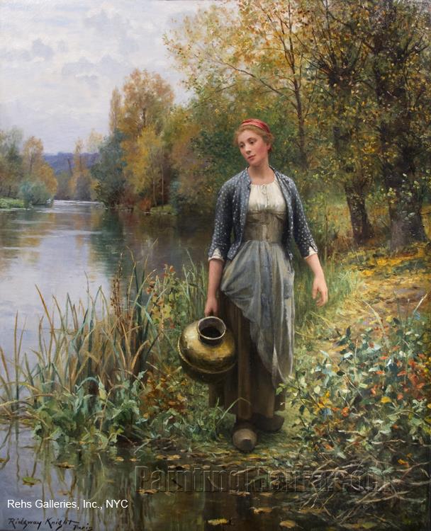 At the Water's Edge (Girl with Copper Jug)