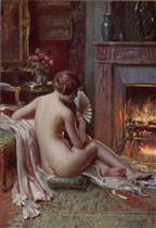 Beauty Seated by the Fireside