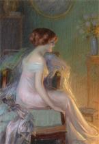 Elegant Lady by the Fireside