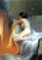 A Nude Reclining by the Fire