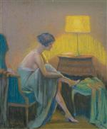 A Young Woman Undressing in an Interior