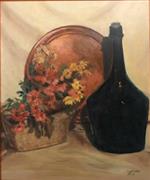 Still Life Scene with Flowers and Decanter