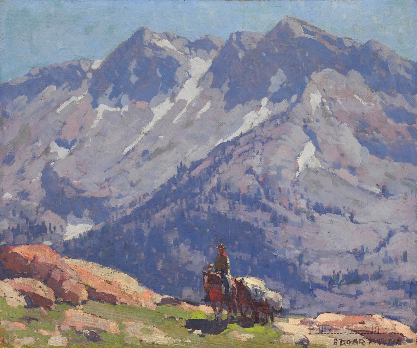 A Rider with Packhorses in the Sierras,
