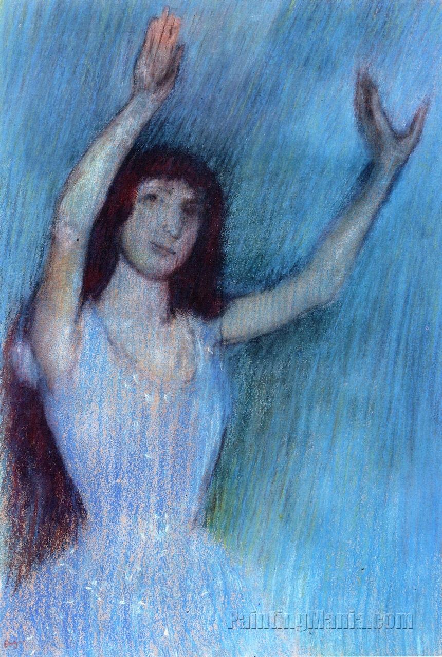 Dancer in Blue, Arms Raised